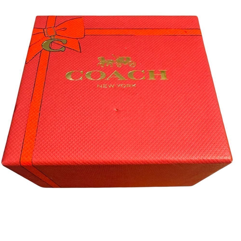 Coach Silver tone cuff bracelet in a Vibrant Red Gift Box